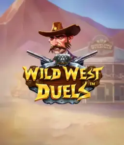  Dive into the daring world of "Wild West Duels" by Pragmatic Play, featuring a hardened gunslinger ready for a showdown. The image shows a resolute cowboy with crossed pistols, set against a desert backdrop. His focused expression and detailed attire capture the essence of the Old West. The game's title is boldly presented in an ornate font, enhancing the exciting theme. 